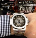 New Patek Philippe Nautilus Perpetual Calendar Moonphase Watch SS Gray Dial 42 MM
